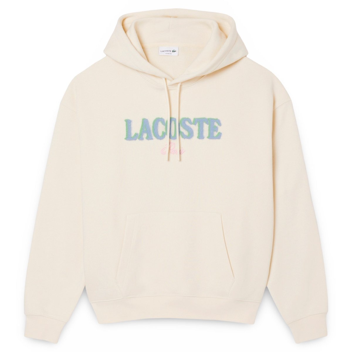 New Arrival LACOSTE LOOSE FIT PARIS HOODIE FLEECE -Men-BEIGE /WHITE