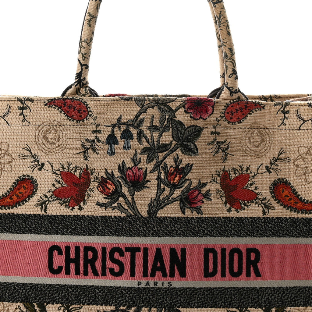 Canvas Embroidered Large Broderie Dior Flowers Book Tote Multicolor