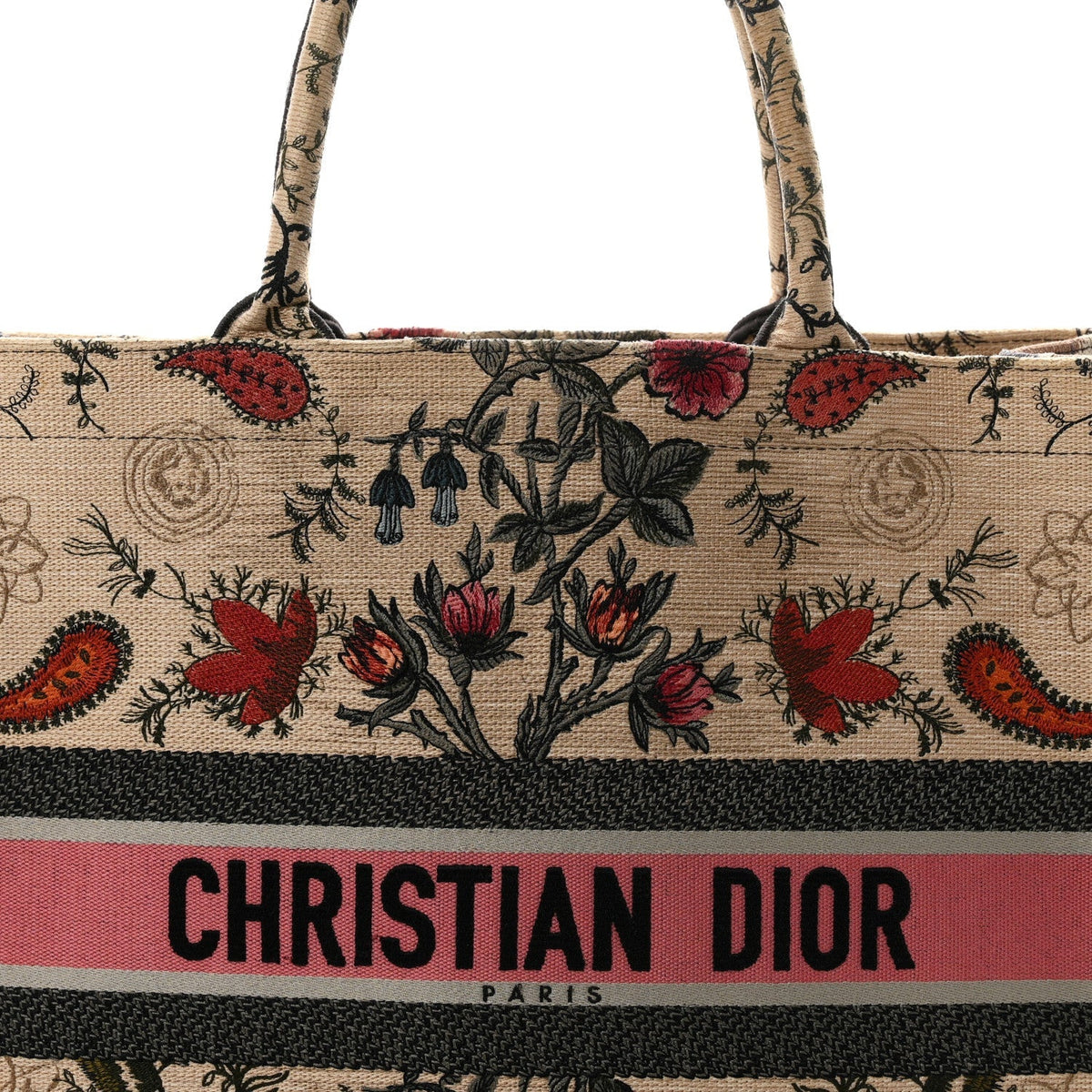 Canvas Embroidered Large Broderie Dior Flowers Book Tote Multicolor