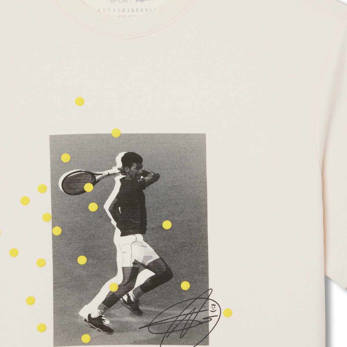 New Arrival LACOSTE TENNIS X NOVAK DJOKOVIC GRAPHIC CREW NECK T-SHIRT Men -BEIGE-XFJ