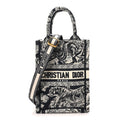 Canvas Toile de Jouy Reverse Embroidered Mini Book Tote Phone Bag  Blue