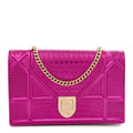Metallic Patent Micro-Cannage Diorama Wallet on Chain Pouch Pink