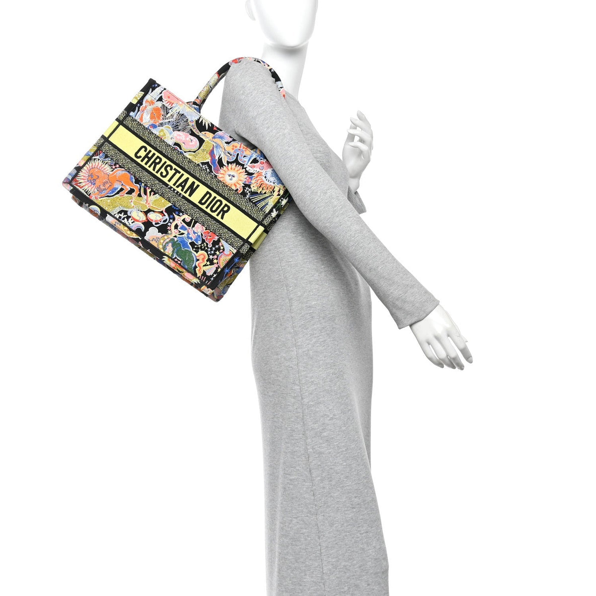 Canvas Zodiac Fantastico Embroidered Medium Book Tote Black Multicolor