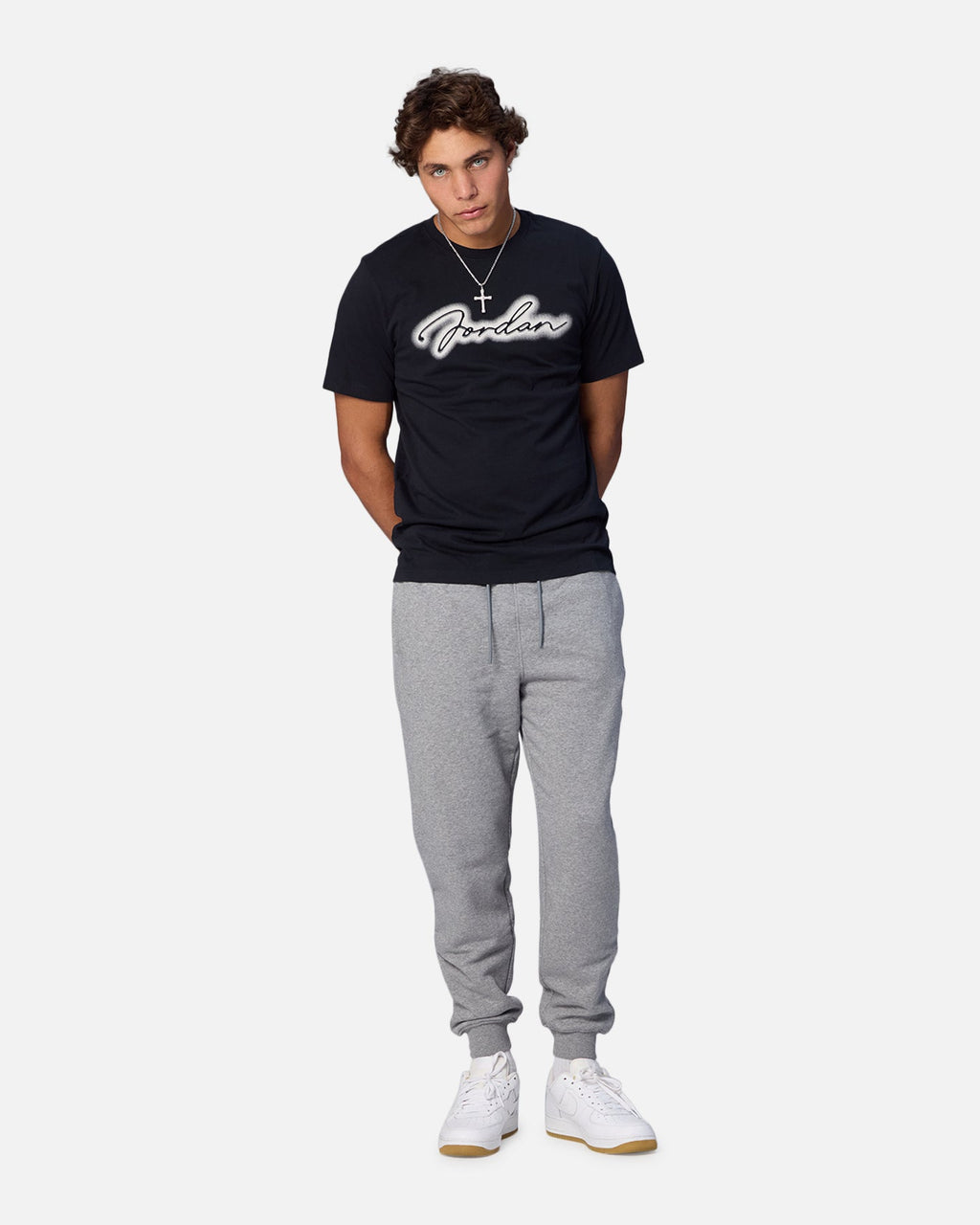 HOT Products Jordan Brooklyn Fleece Pants Carbon Heather/White