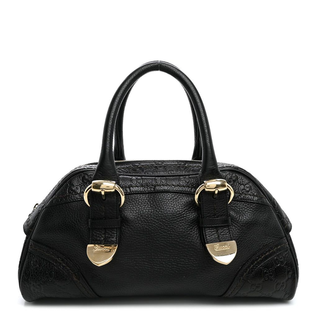 Calfskin Guccissima Signoria Bowler Bag Black