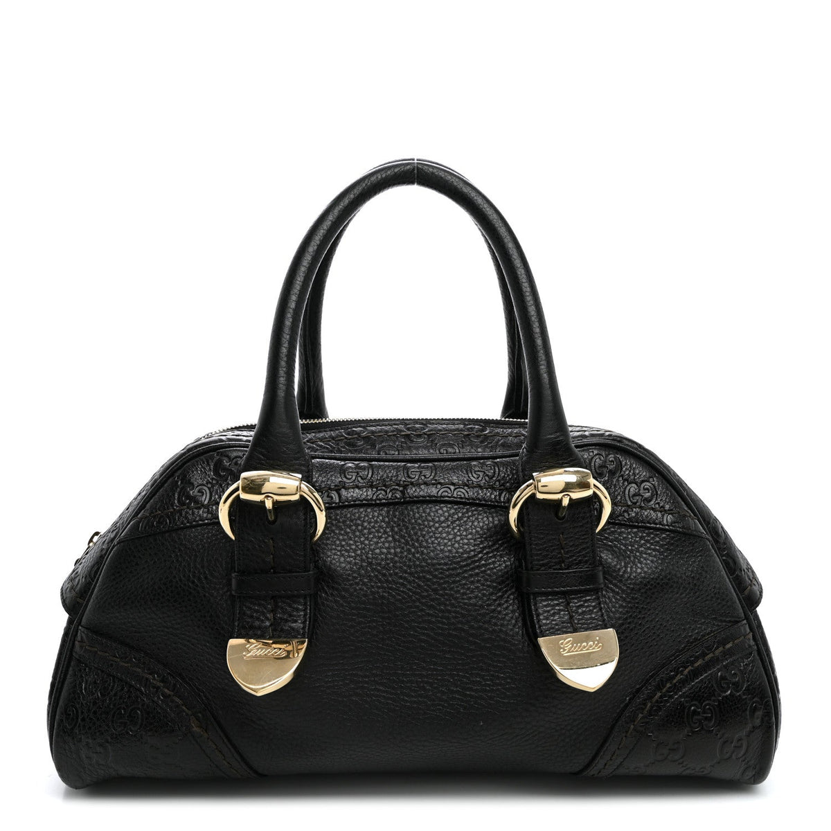 Calfskin Guccissima Signoria Bowler Bag Black