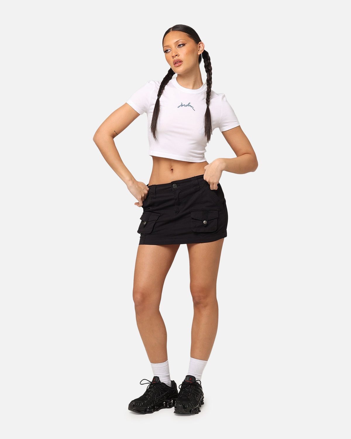 HOT Products Jordan Women's Short Sleeve Graphic Slim Crop T-Shirt White/Industrial