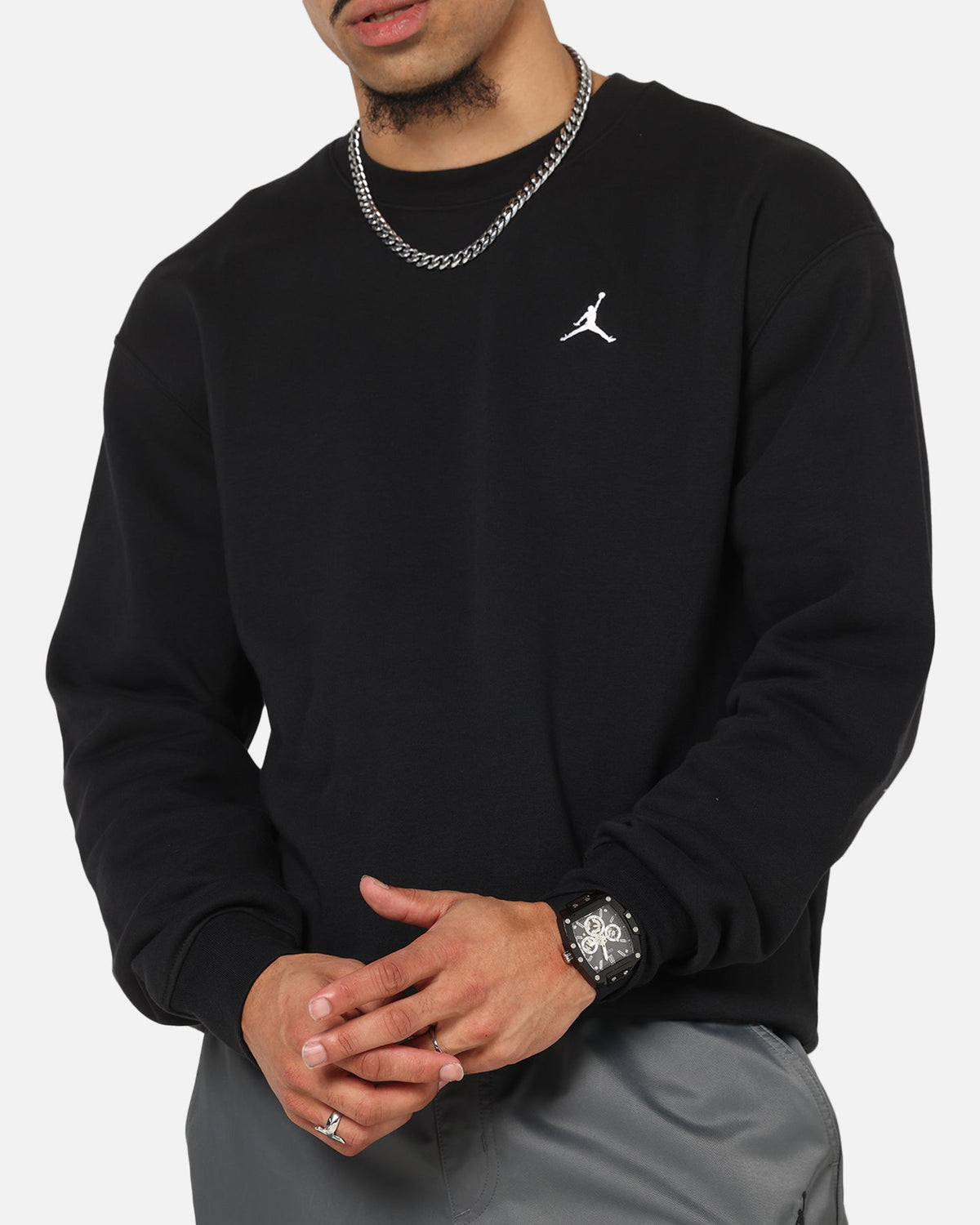 HOT Products Jordan Brooklyn Fleece Crewneck Black/White
