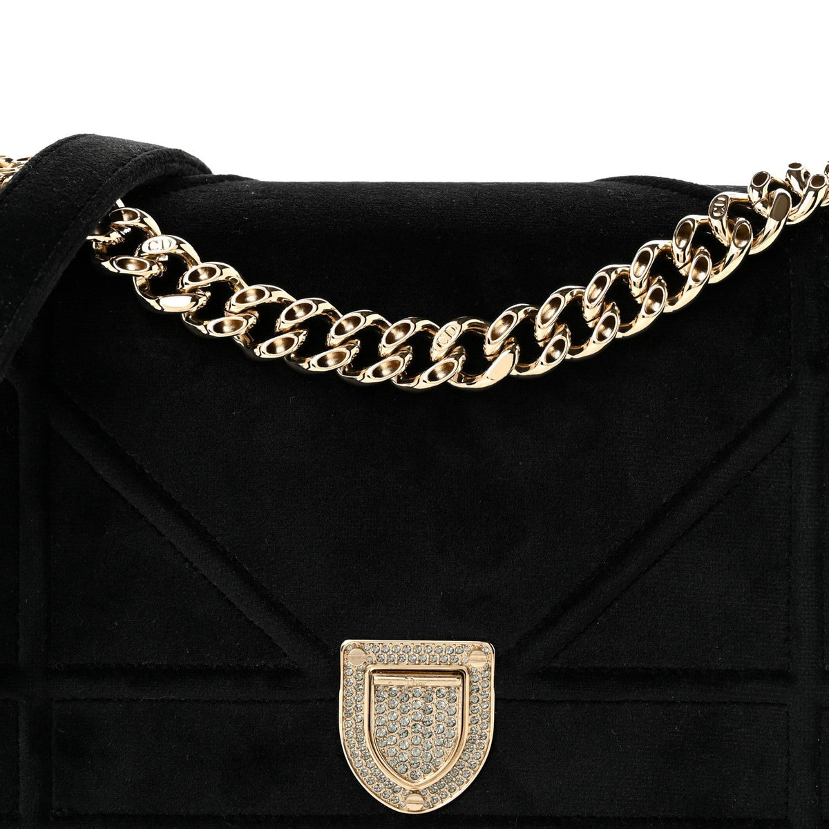 Velvet Small Diorama Flap Bag Black