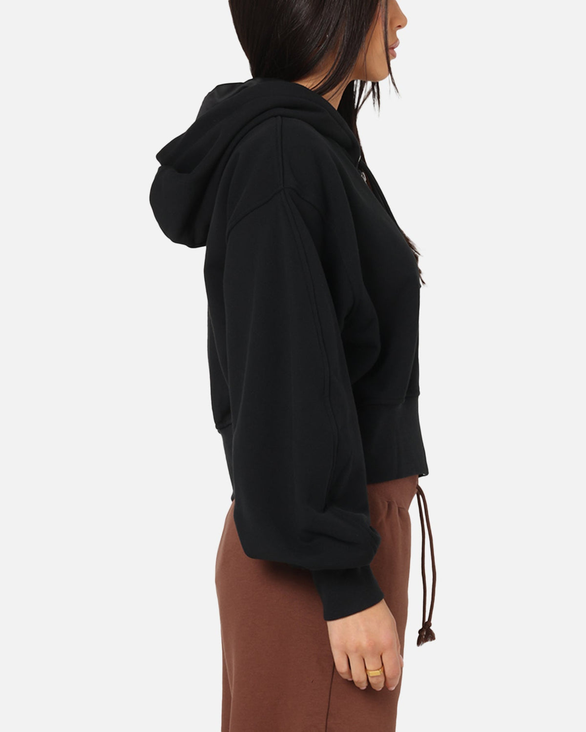 HOT Products Jordan Women's Flight Fleece Satin-Lined Hoodie Black/Dark Smoke
