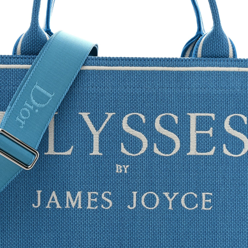 Cotton Toile De Jouy Oblique Embroidered Ulysses Dior Medium Book Tote With Strap Light Blue White