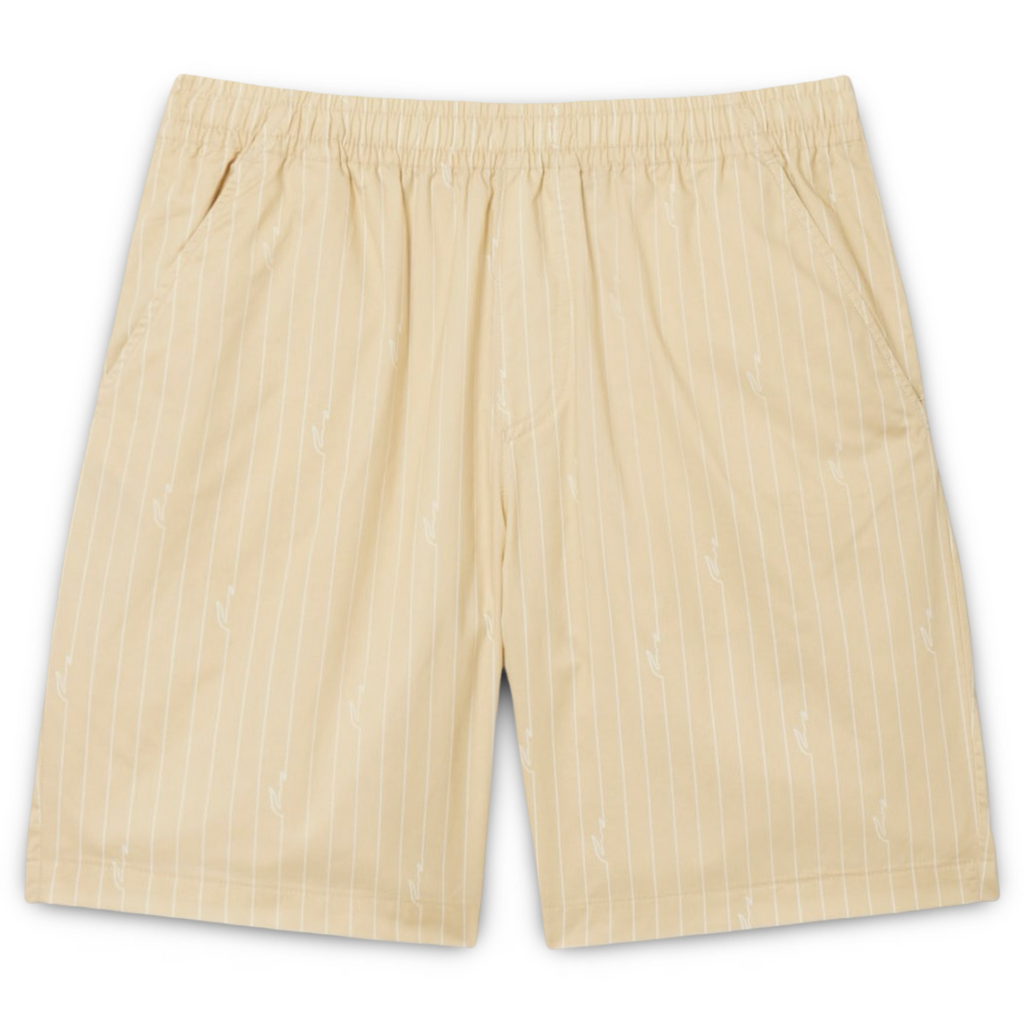 New Arrival LACOSTE  CROCODILE PRINT STRIPE COTTON SHORT Men -BEIGE-WHITE-001