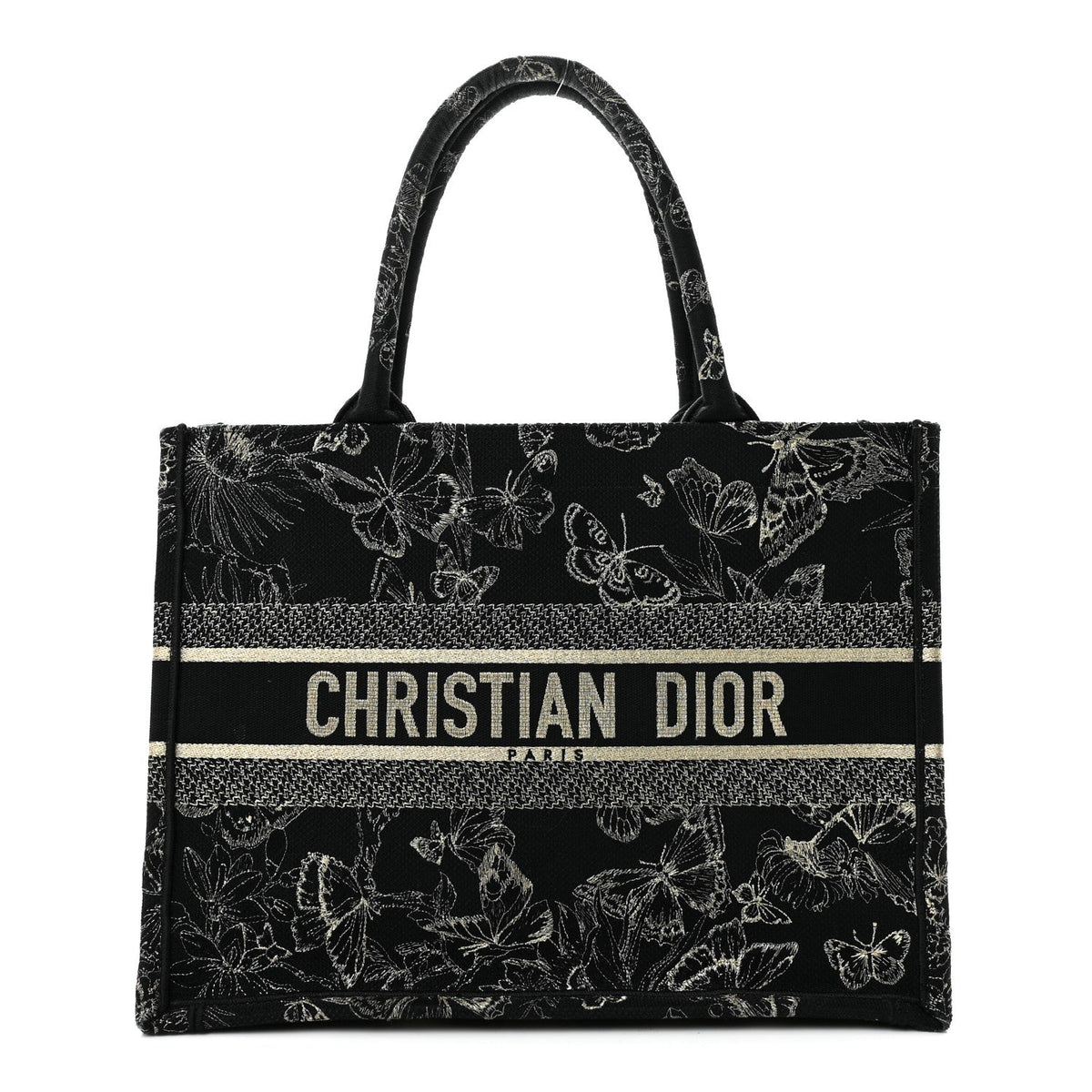 Canvas Embroidered Medium New York Butterfly Book Tote Black