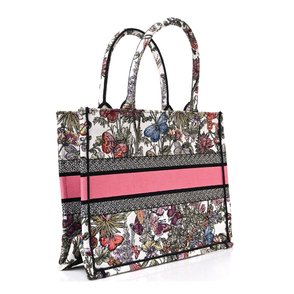 Canvas Embroidered Medium Mexico Millefiori Book Tote White Multicolor