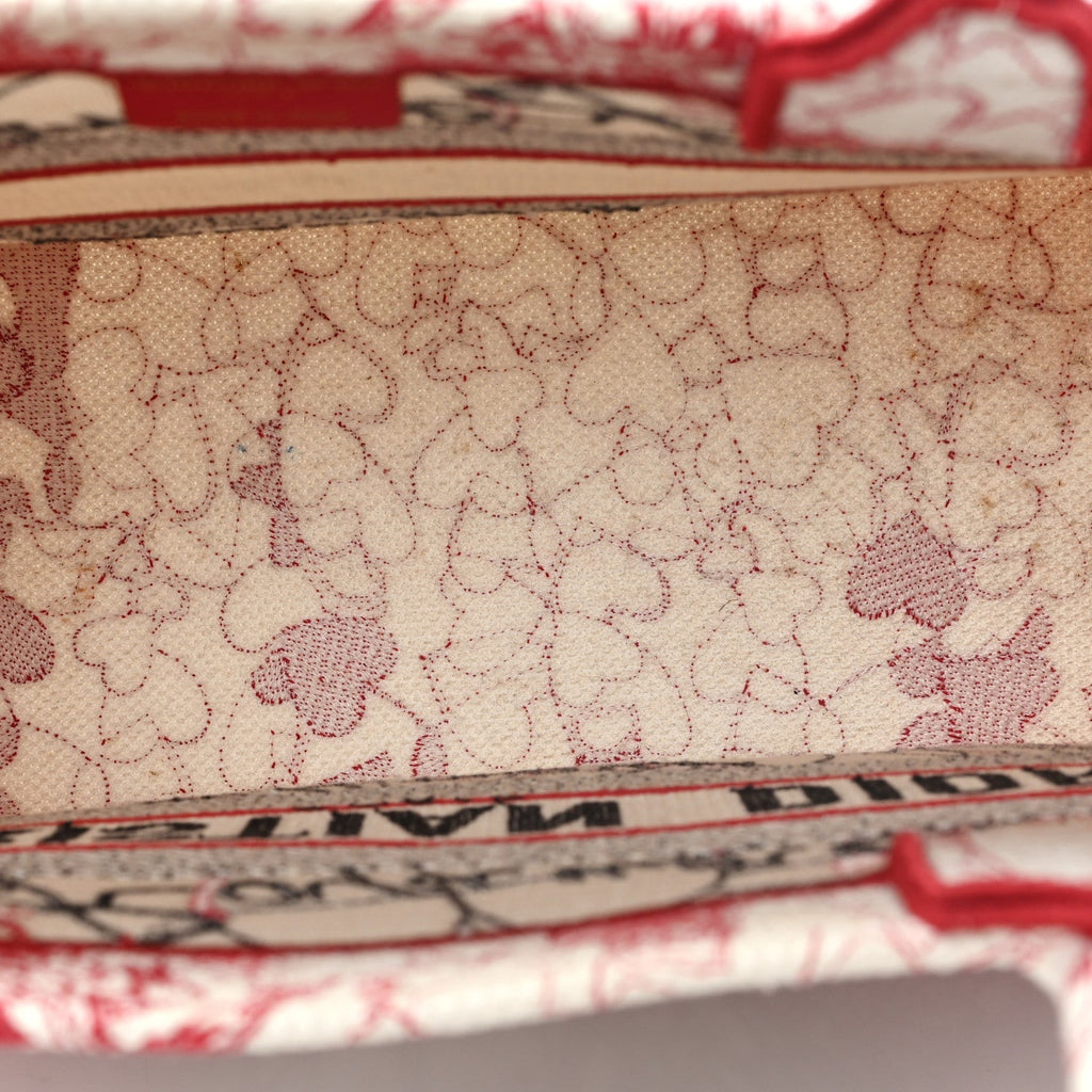 Canvas Embroidered Medium Dioramour D-Royaume Book Tote Red Multicolor