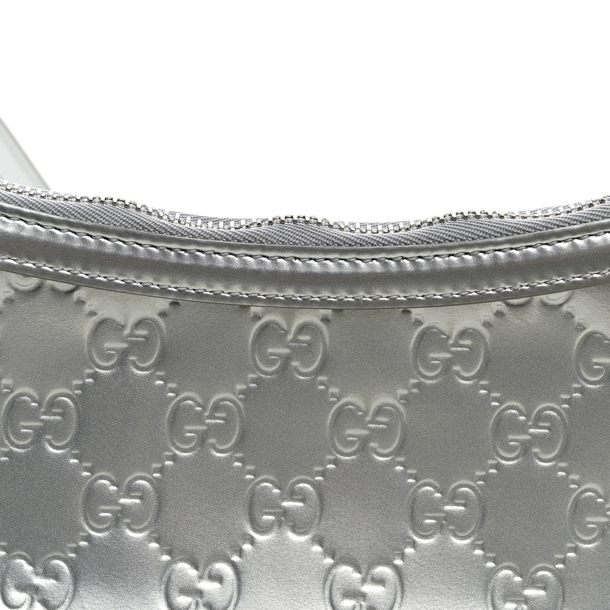 Shine Guccissima Emblem Small Shoulder Bag Silver