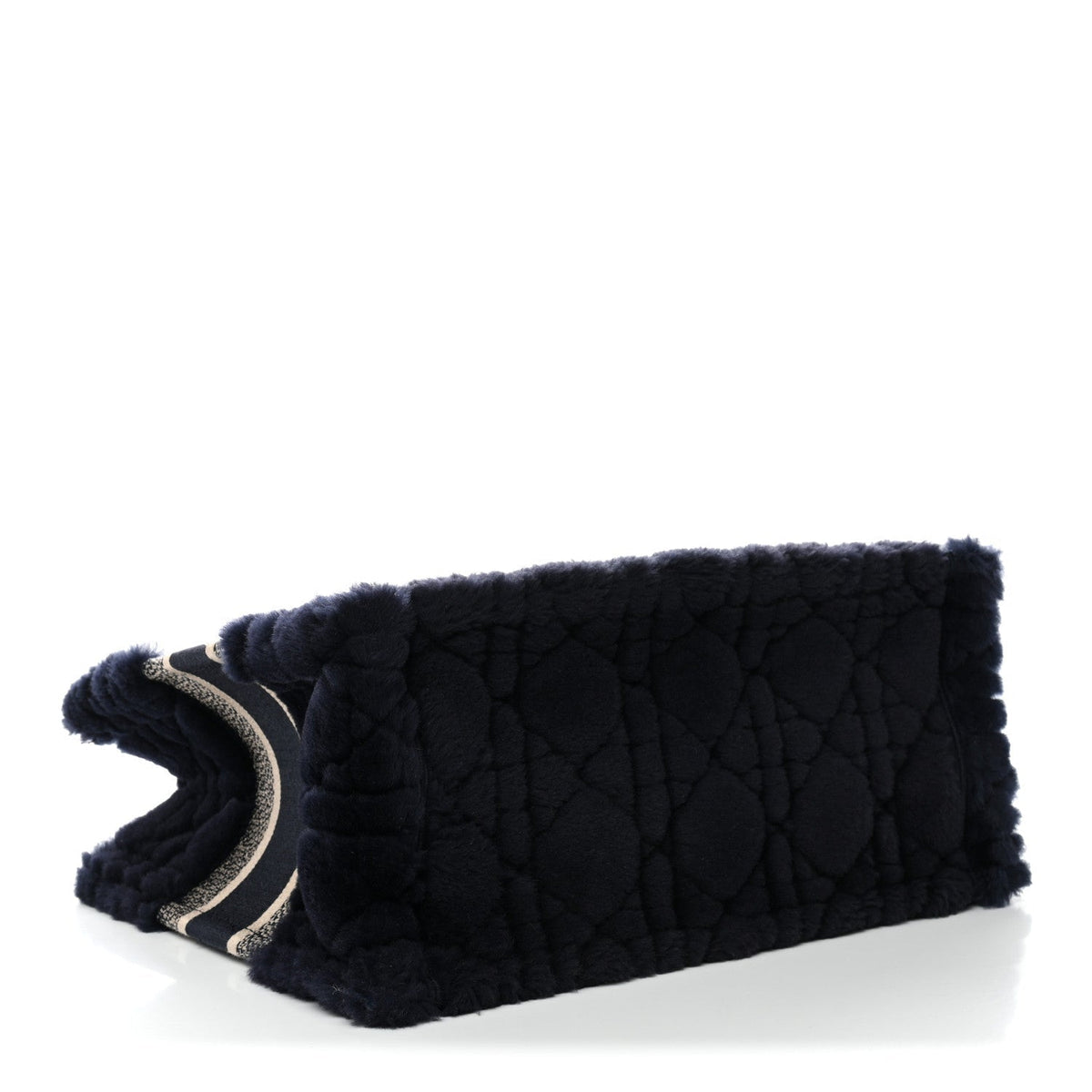 Shearling Cannage Medium Book Tote Deep Blue Natural