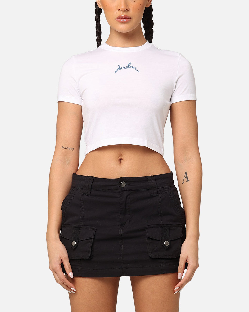 HOT Products Jordan Women's Short Sleeve Graphic Slim Crop T-Shirt White/Industrial