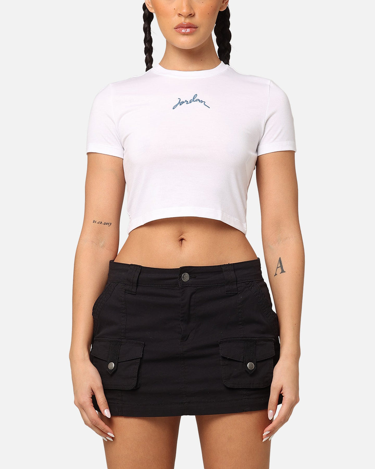 HOT Products Jordan Women's Short Sleeve Graphic Slim Crop T-Shirt White/Industrial