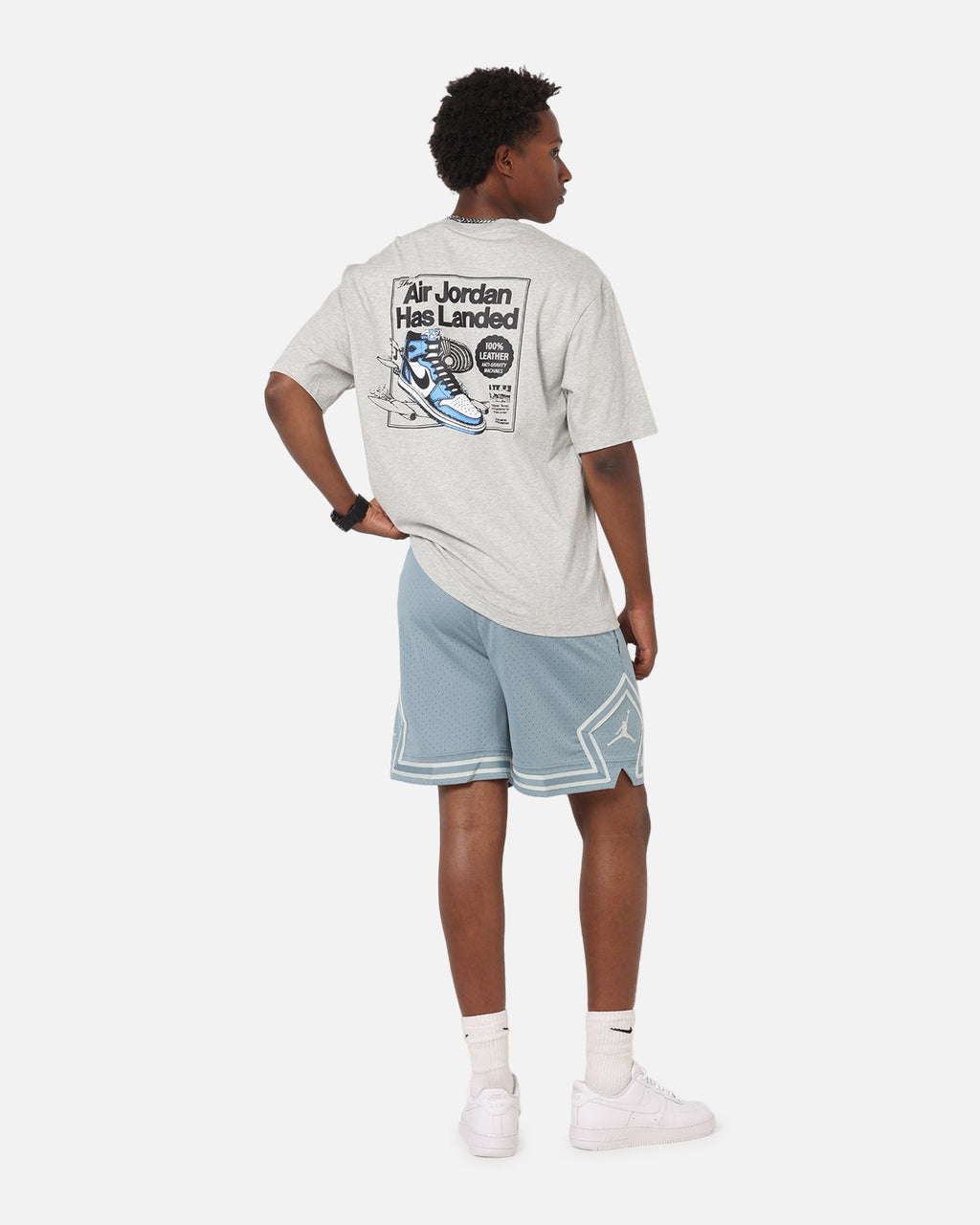 HOT Products Jordan AJ1 North Carolina T-Shirt Grey Heather/White