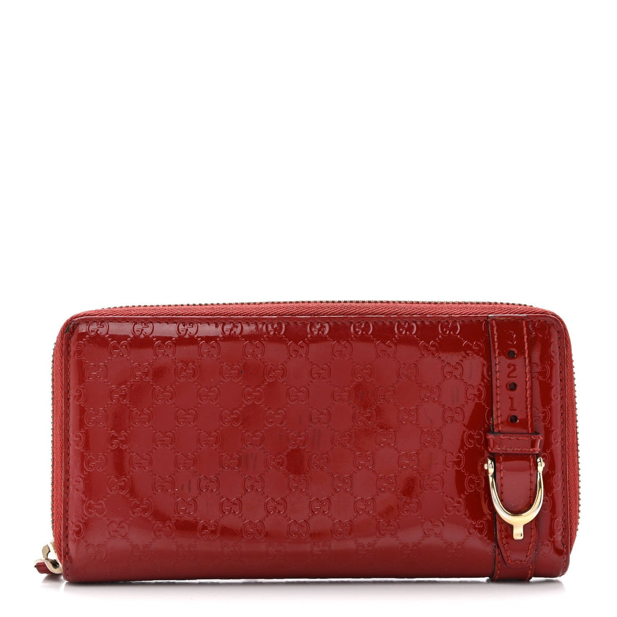 Patent Microguccissima Zip Around Wallet Rose Bed