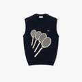 New Arrival LACOSTE - 3 RACKETS COTTON SWEATER VEST Men - NAVY BLUE -BEIGE