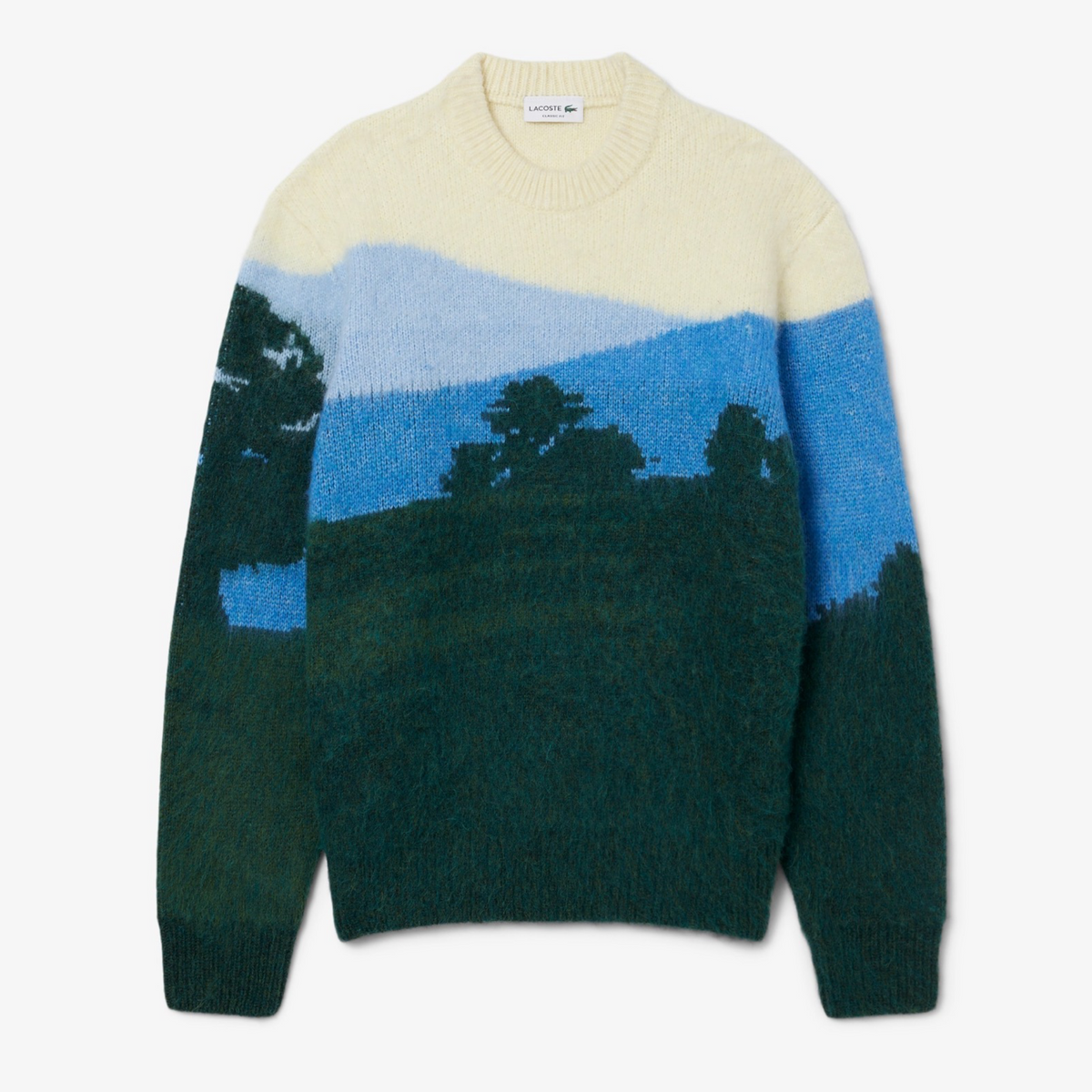 New Arrival LACOSTE CLASSIC FIT LANDSCAPE ALPACA WOOL  SWEATER -Men-GREEN/ BLUE
