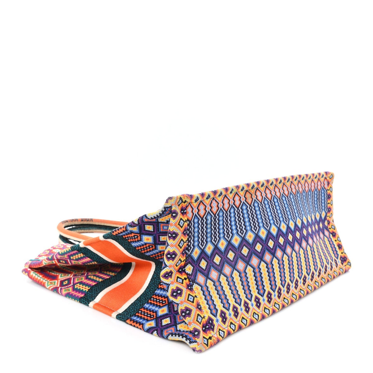 Canvas Embroidered Large Book Tote Orange Multicolor