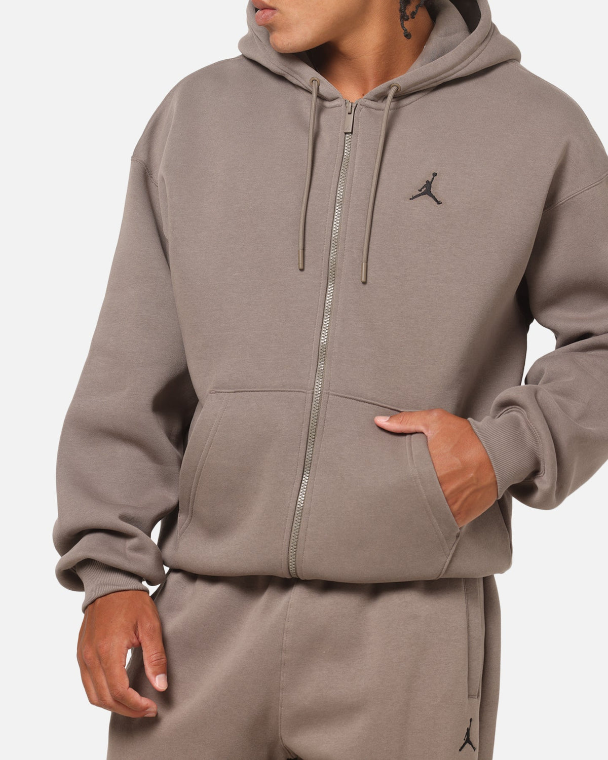 HOT Products Jordan Jumpman Brooklyn Oversized Fleece Hoodie Olive Grey/Black