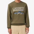New Arrival LACOSTE LOOSE-FIT OVERSIZED LOGO FLEECE SWEATSHIRT -Men-KHAKI GREEN-E9F