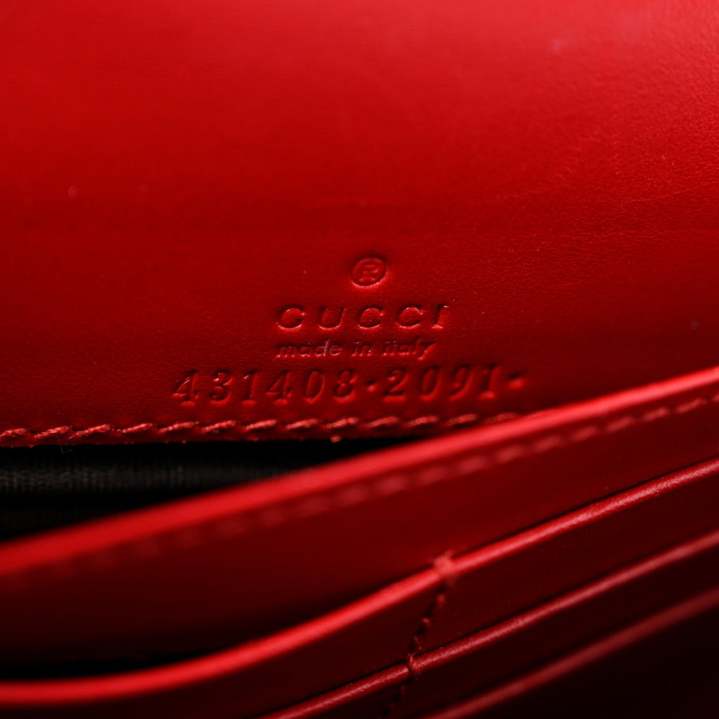 Guccissima Signature Bowy Chain Wallet Hibiscus Red