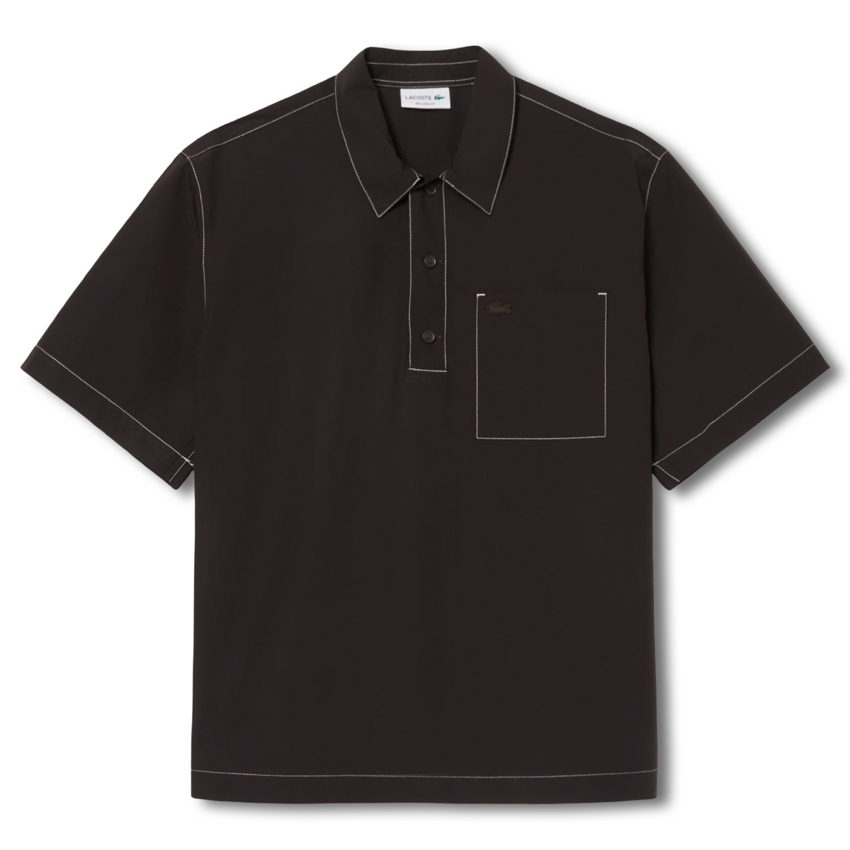 New Arrival LACOSTE - RELAXED FIT  SHORT SLEEVED POPLIN  SHIRTS Men -BROWN-3LA
