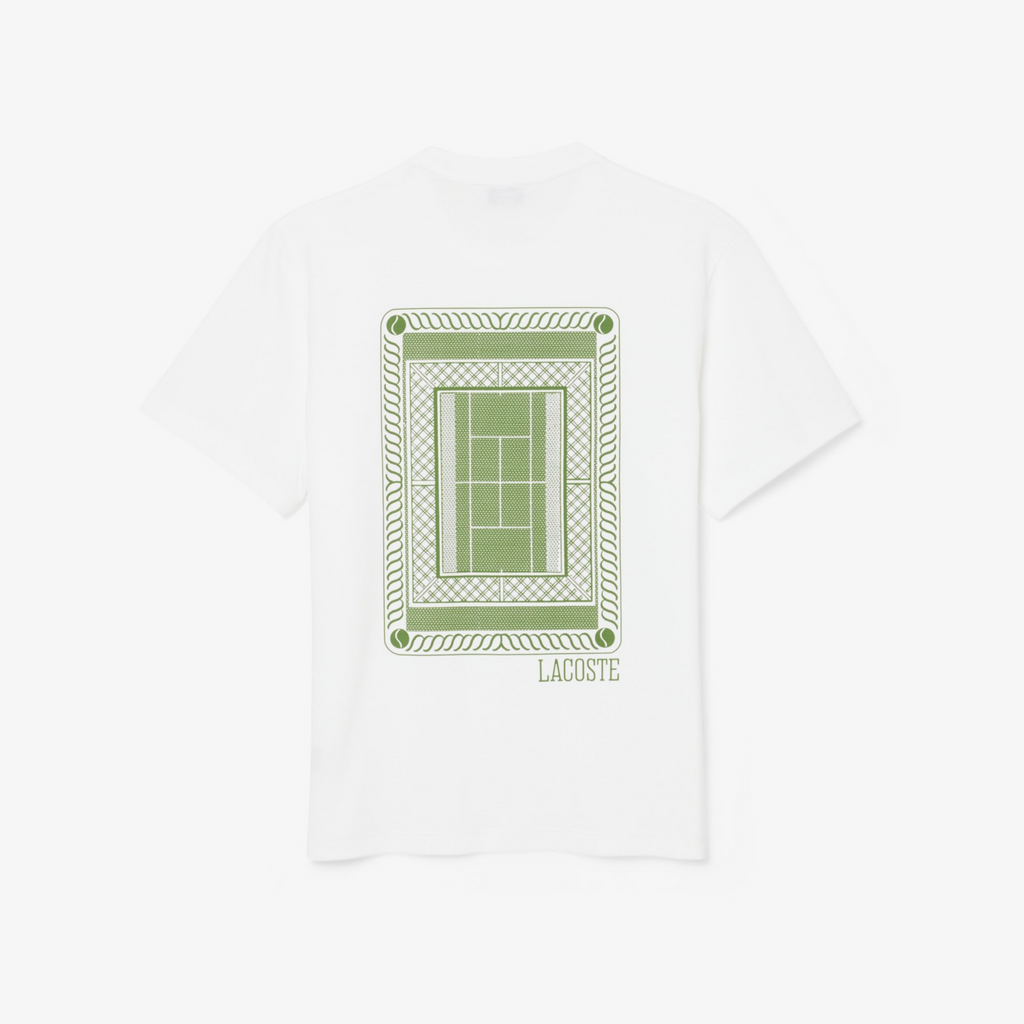 New Arrival LACOSTE PRINTED JERSEY CREW NECK T-SHIRT Men -WHITE