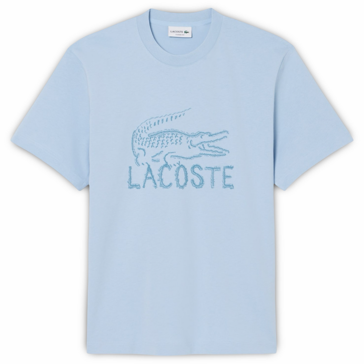 New Arrival LACOSTE PRINTED COTTON CREW NECK T-SHIRT Men -LIGHT BLUE-HBA