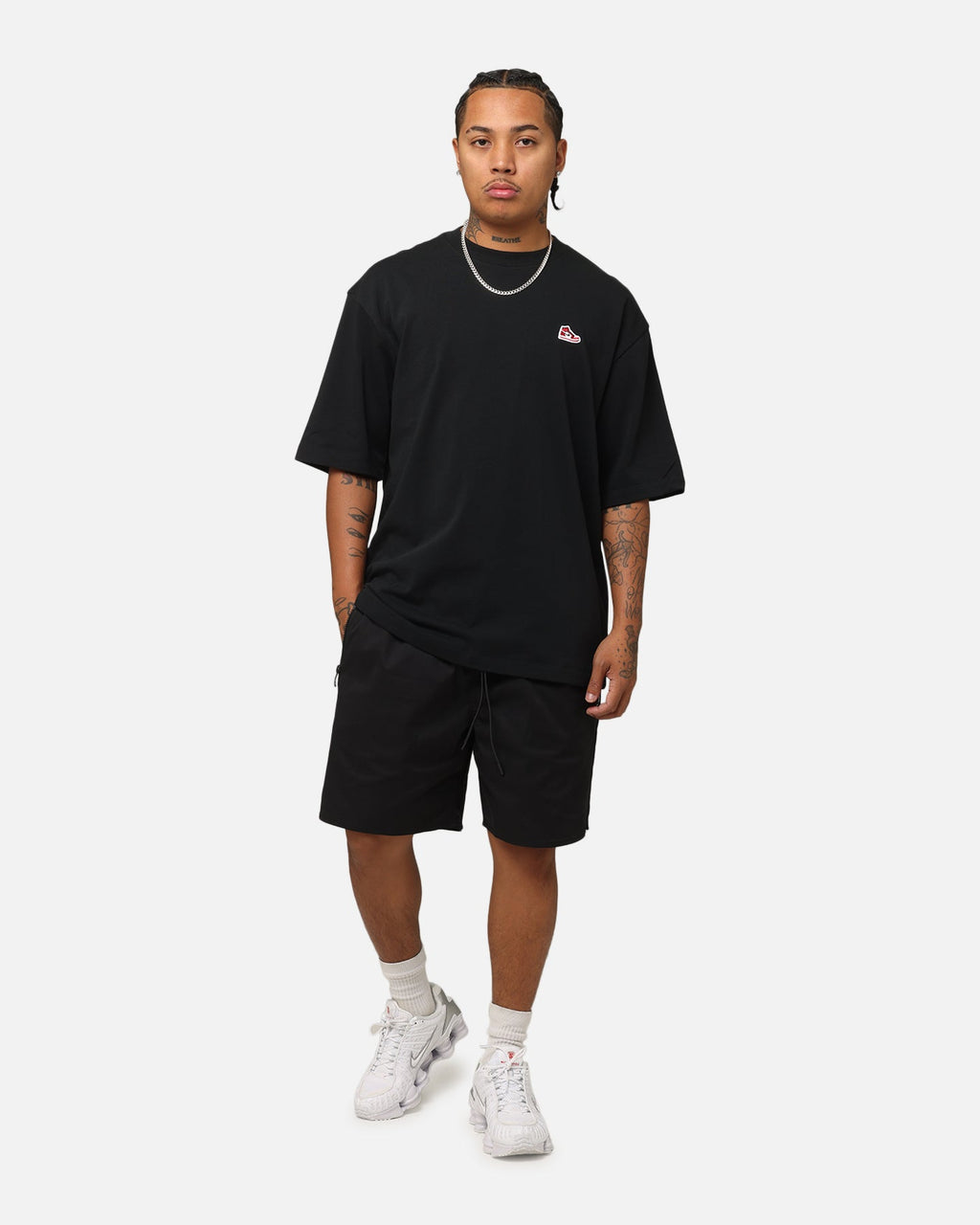 HOT Products Jordan Brand Sneaker Patch Crewneck T-Shirt Black/Varsity Red