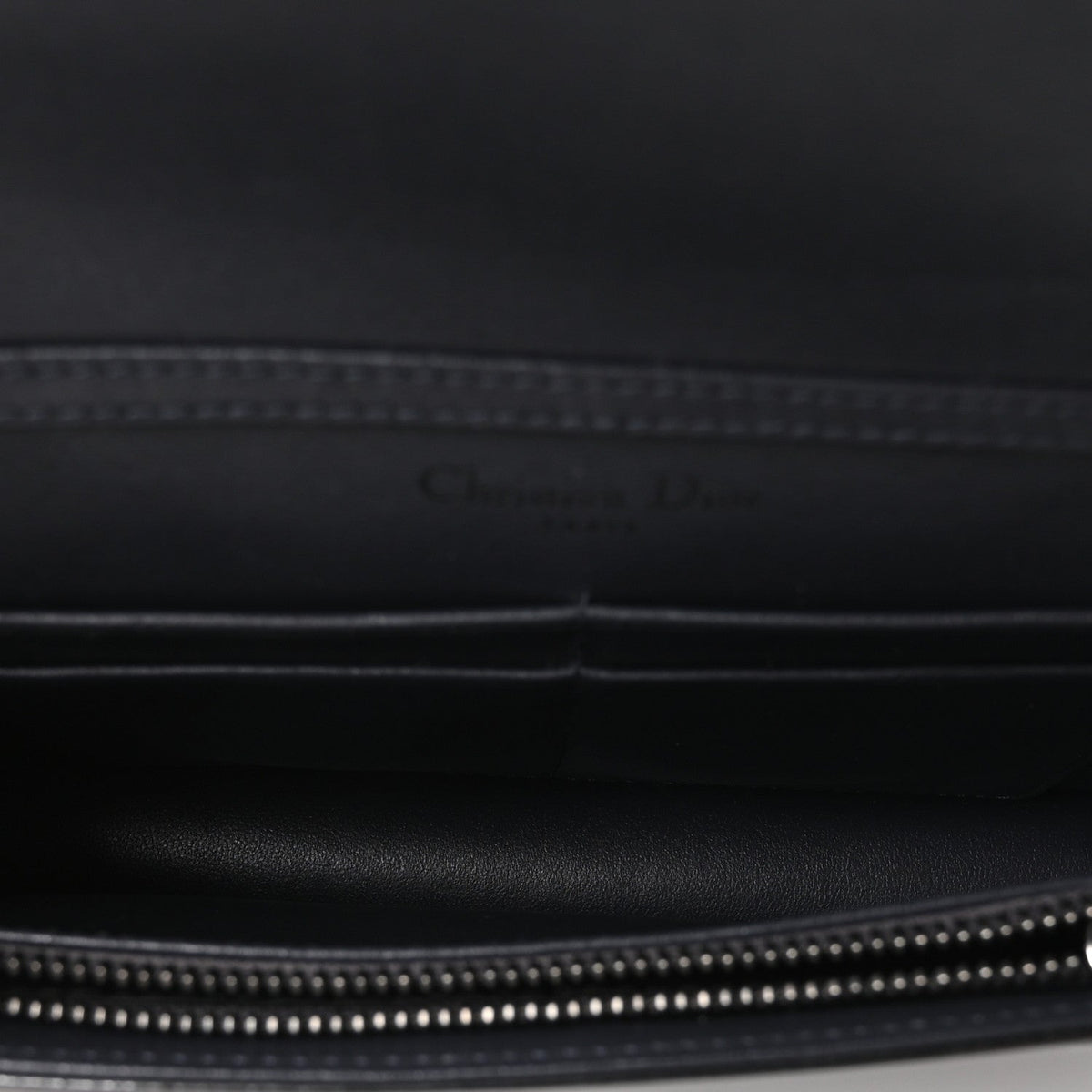 Metallic Patent Micro-Cannage Diorama Wallet on Chain Pouch Onyx Black
