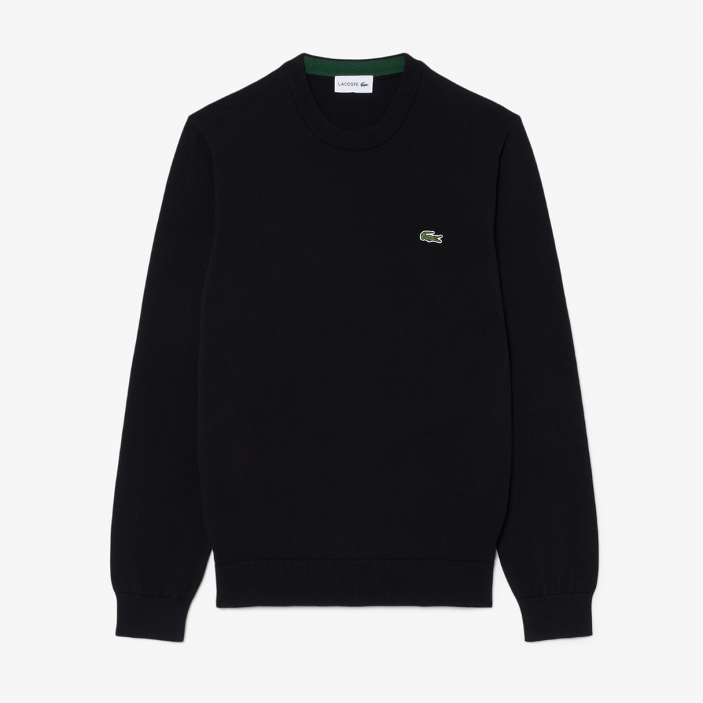 New Arrival LACOSTE CREW NECK COTTON SWEATER - Men /BLACK