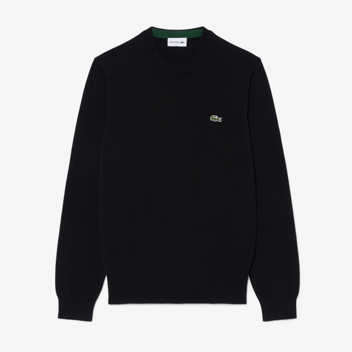New Arrival LACOSTE CREW NECK COTTON SWEATER - Men /BLACK