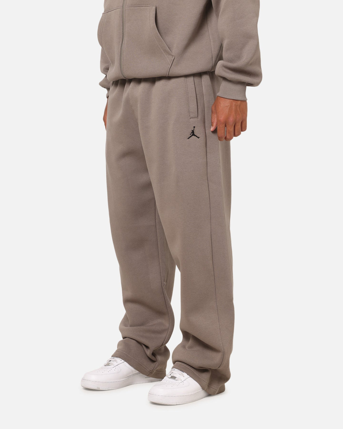 HOT Products Jordan Jumpman Brooklyn Fleece Oversized Open-Hem Pants Olive Grey/Black