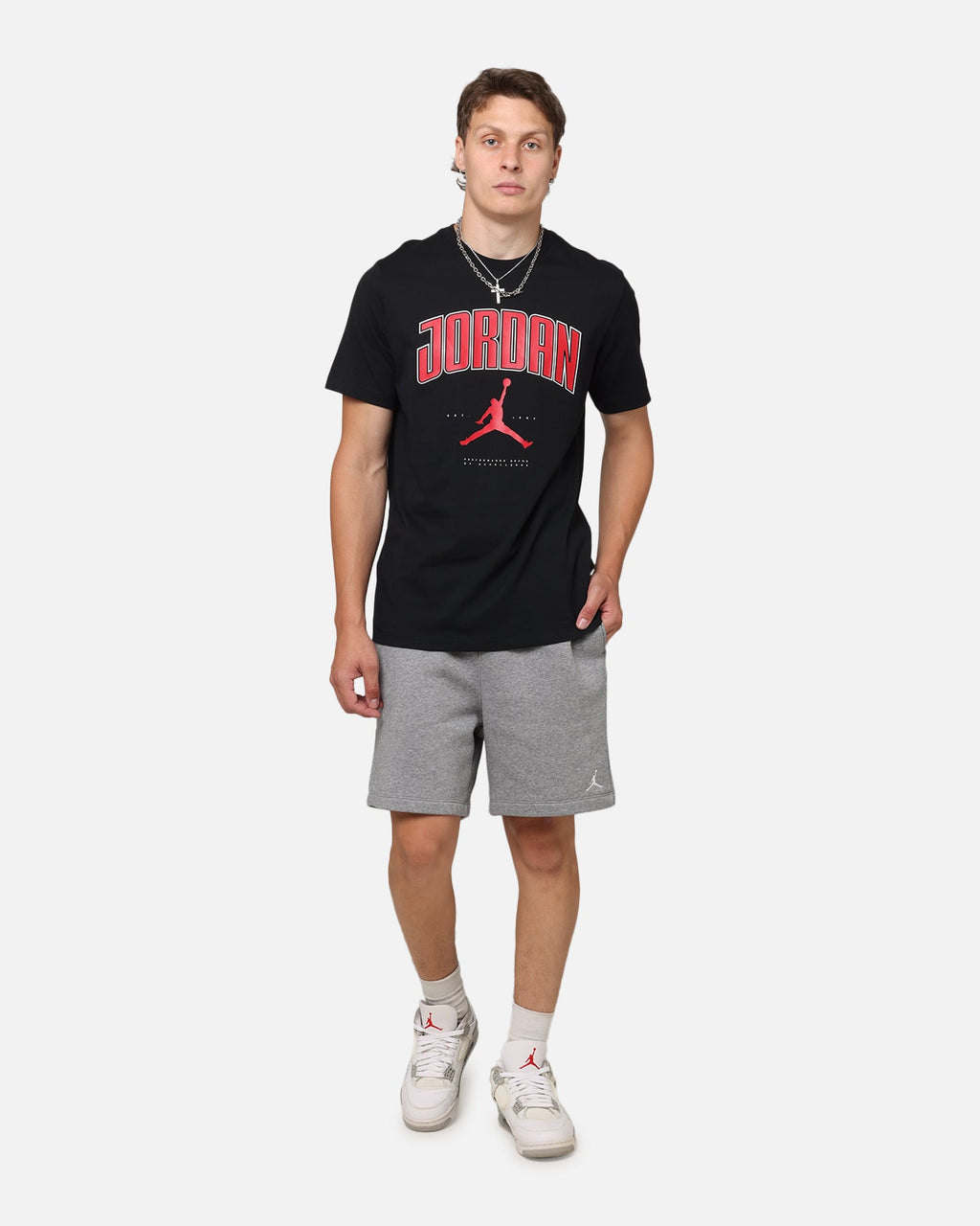 HOT Products Jordan Brooklyn Fleece Shorts Carbon Heather/White