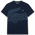 New Arrival LACOSTE BIG CROCODILE PRINTED CREW NECK T-SHIRT Men -NAVY BLUE