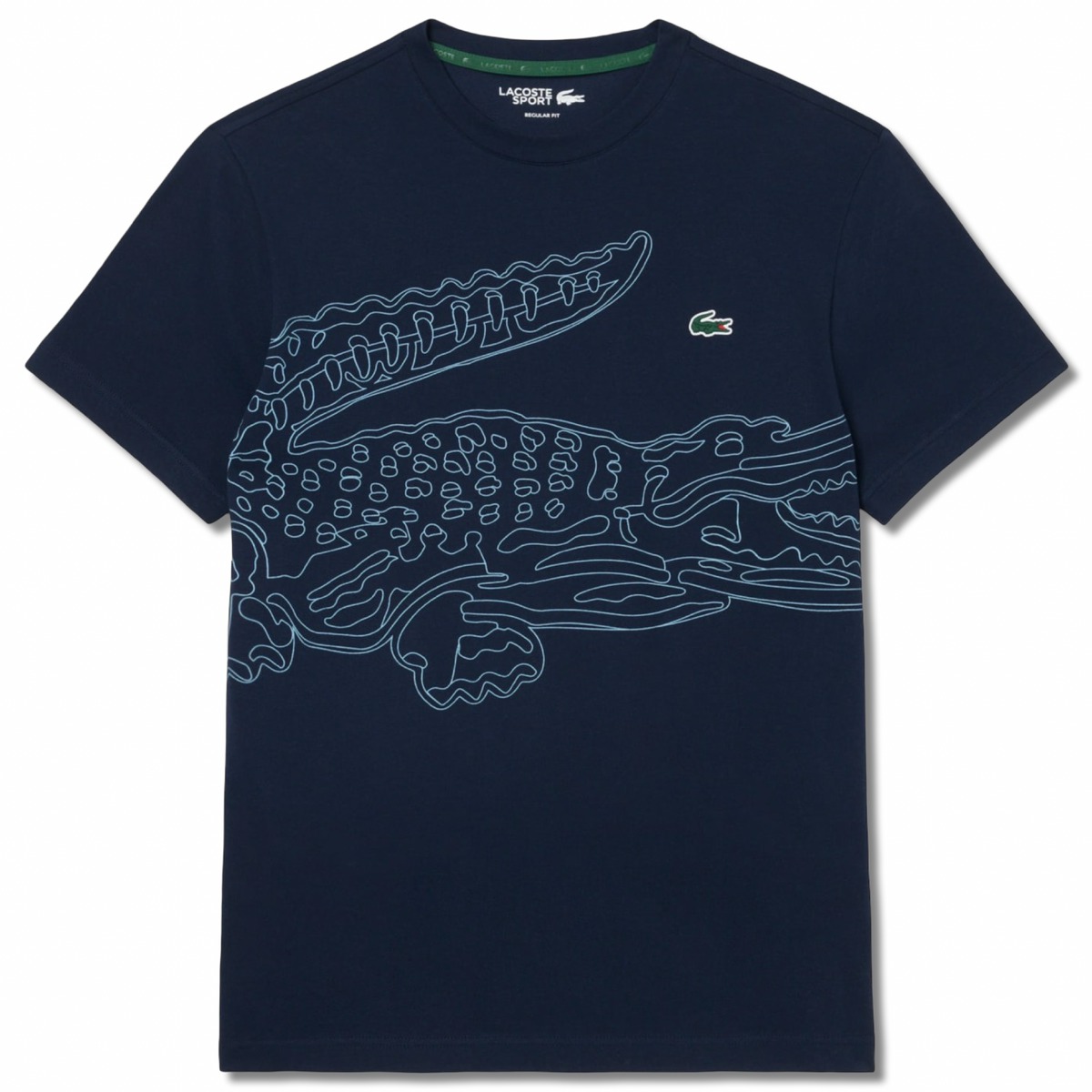 New Arrival LACOSTE BIG CROCODILE PRINTED CREW NECK T-SHIRT Men -NAVY BLUE