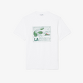 New Arrival LACOSTE PRINTED COTTON CREW NECK T-SHIRT Men -WHITE-001