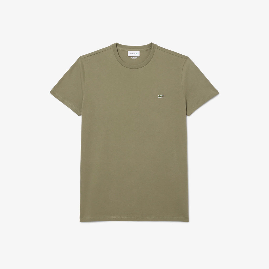 New Arrival LACOSTE Regular fit CREW NECK T-SHIRT Men -KHAKI GREEN-BMY