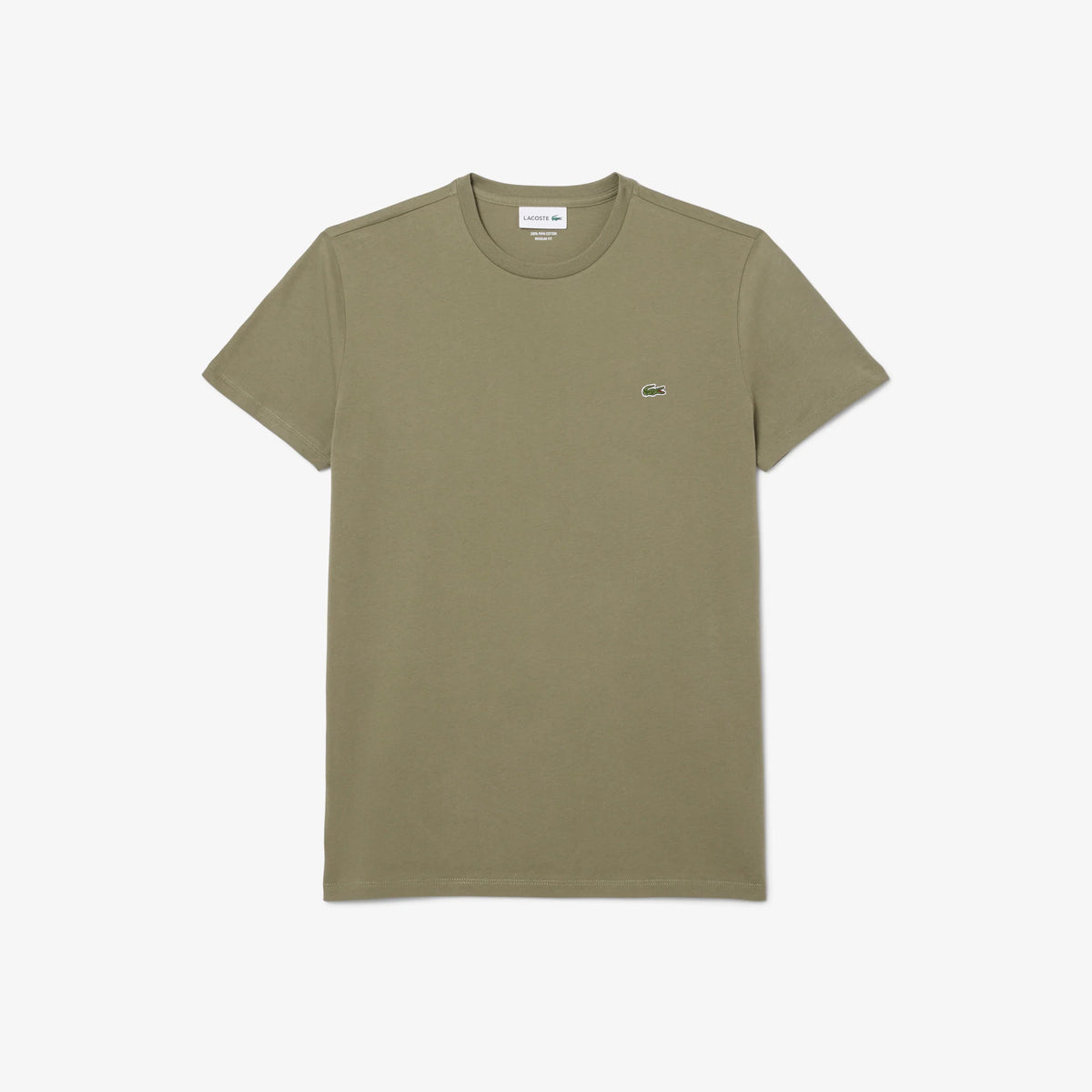 New Arrival LACOSTE Regular fit CREW NECK T-SHIRT Men -KHAKI GREEN-BMY