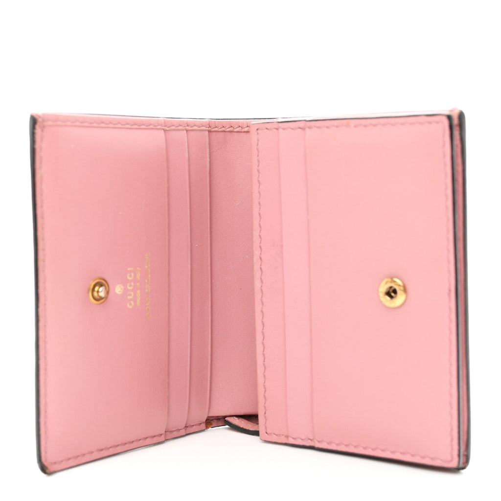 Guccissima Cherries Card Case Wallet Pink