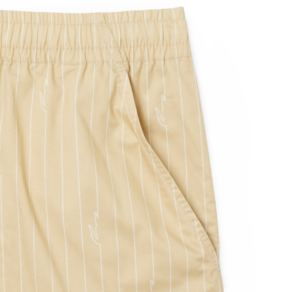 New Arrival LACOSTE  CROCODILE PRINT STRIPE COTTON SHORT Men -BEIGE-WHITE-001