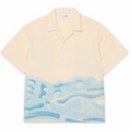New Arrival LACOSTE - RELAXED FIT STRIPED CROCODILE SHIRTS Men -WHITE /BEIGE /LIGHT BLUE-3IY