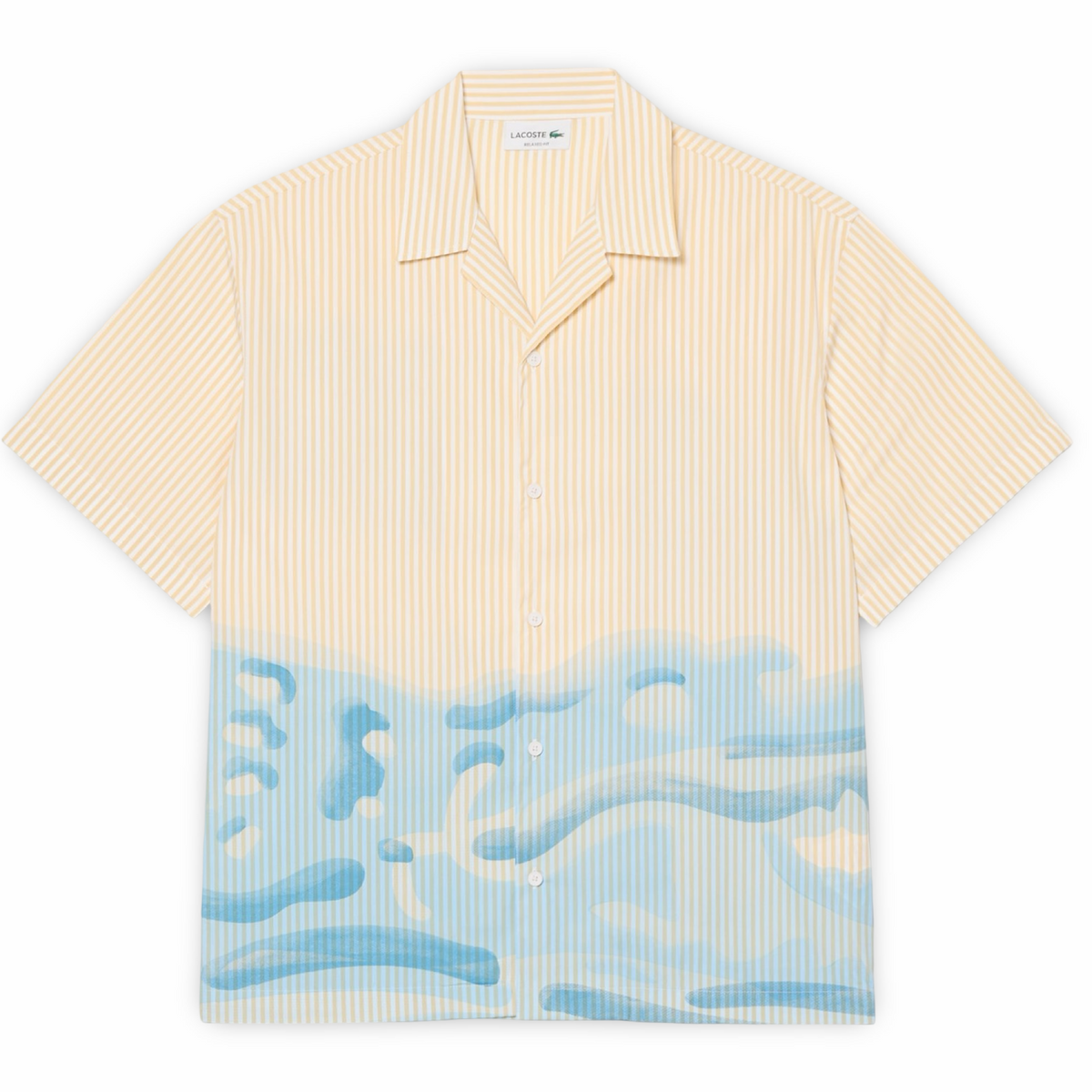 New Arrival LACOSTE - RELAXED FIT STRIPED CROCODILE SHIRTS Men -WHITE /BEIGE /LIGHT BLUE-3IY