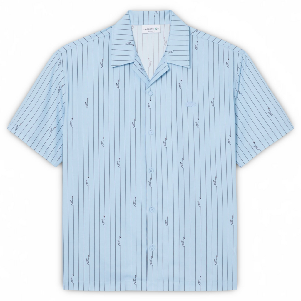 New Arrival LACOSTE - RELAXED FIT PRINT TWILL SHIRTS Men -LIGHT BLUE-4I3